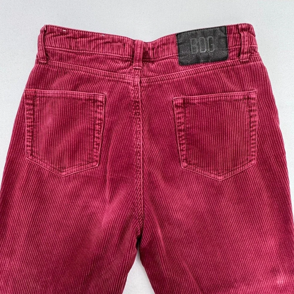 BDG High-Rise Mom Corduroy Pants Burgundy Tapered Leg‎ Womens 27